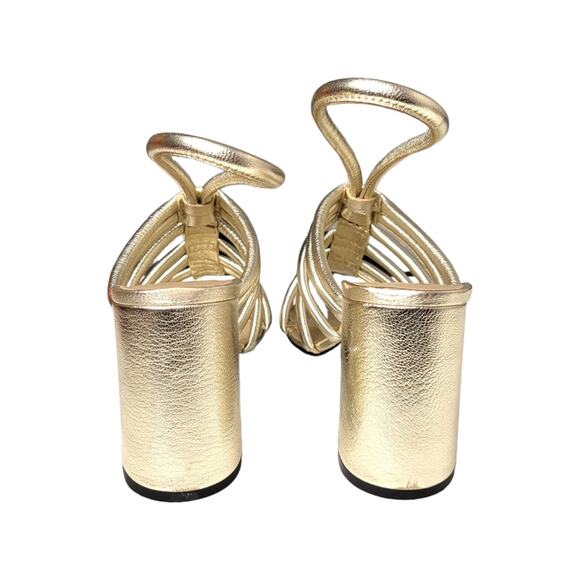 Free People Colette Cinched Block Heel in Metallic Gold Size 36.5 - Picture 4 of 13